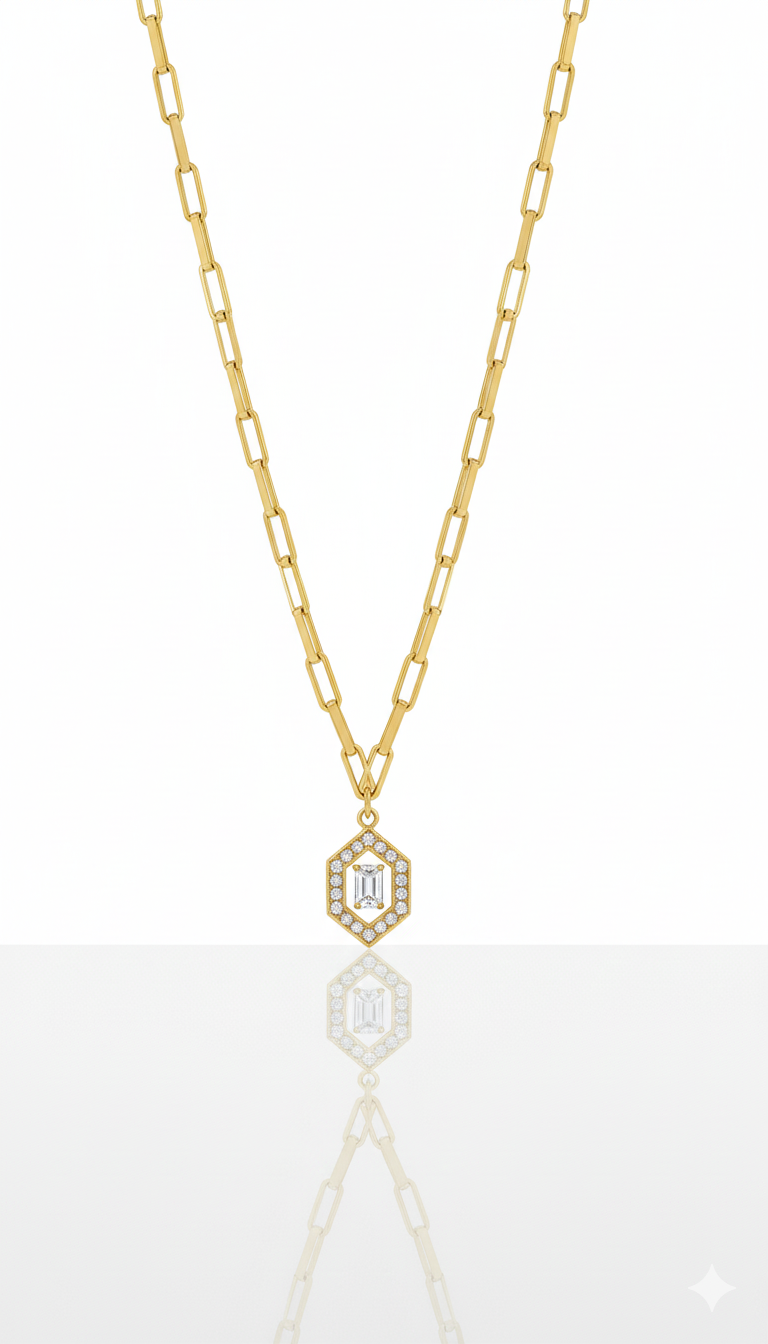 Gold Altıgen Kolye