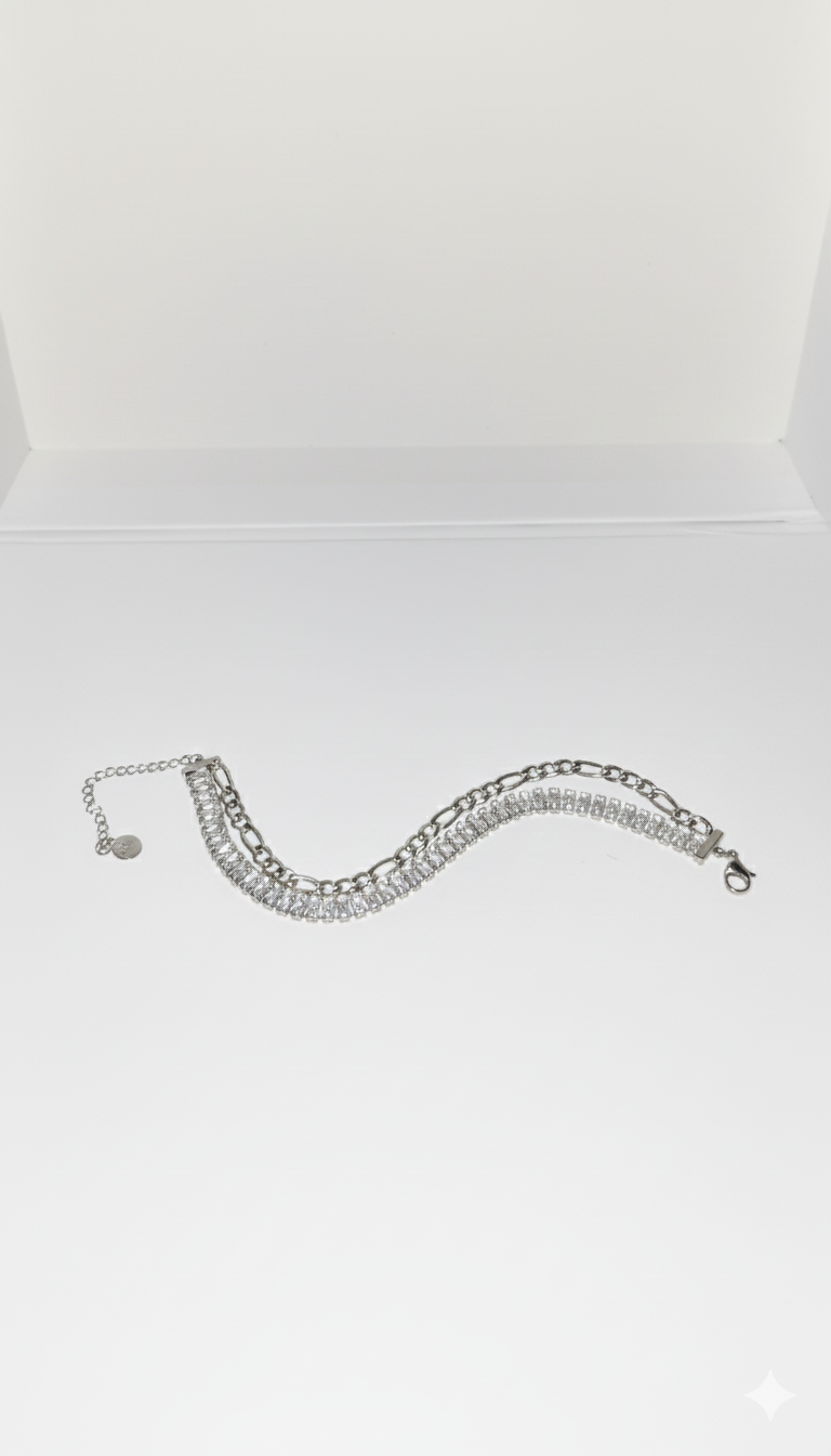 Gümüş taşlı zincir bileklik