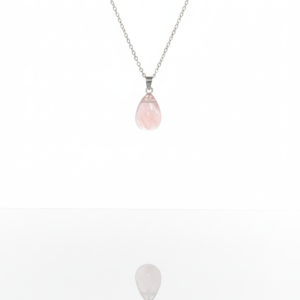 Gül kuvars doğal taş kolye