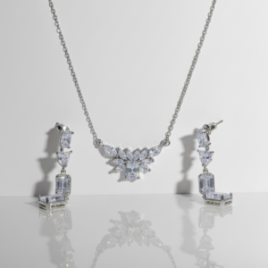 Safir ışıltılı kolye küpe set